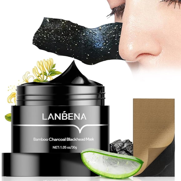 LANBENA Upgraded 2.0 Bamboo Charcoal Blackhead Remover Mask 60 pcs Nose Strips Peel off Face Mask Pore Whiteheads Cleanser Strawberry Nose Purifying Deep Cleansing for All Skin Types 30g/1.05oz