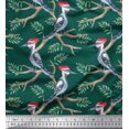 thumbnail image 3 of Soimoi Green polyester Crepe Fabric Leaves & Woodpecker Bird Print Fabric by Yard 52 Inch Wide, 3 of 3