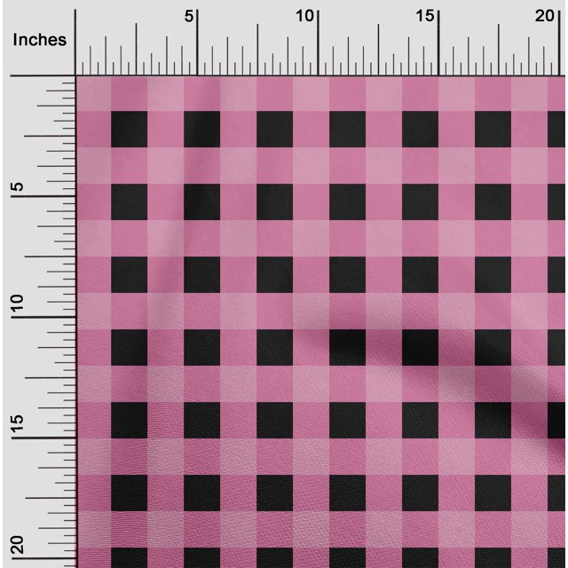 oneOone Polyester Lycra Fabric Gingham Check Decor Fabric Printed BTY 56 Inch Wide