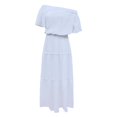 thumbnail image 2 of WTXUE Robes d'Été pour Femmes 2024, Robe d'Été pour Dames Couleur Unie Décontractée Couleur Unie à une Épaule Taille Élastique à Manches Courtes, Robe Blanche Femme, Blanc m, 2 of 5