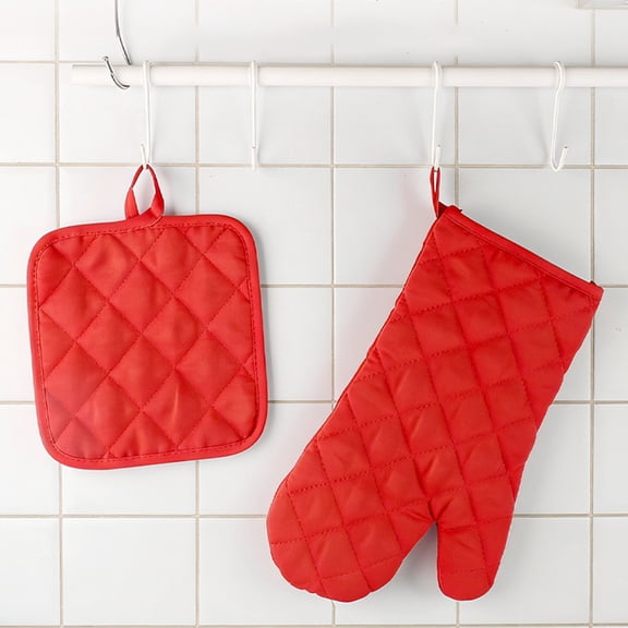 Lunxisen 4 Pcs Quilted Oven Mitts And Pot Holders Set Heat Resistant Kitchen Gloves For Cooking Baking Grilling Home Essentials