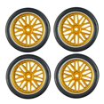 thumbnail image 2 of Milaget 4 Pack RC Car Rims And Tires Tires 32mm Diameter Repalces for 1:18 Scale Yellow, 2 of 9