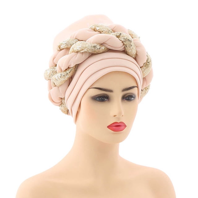 Chapeau de Mode pour Femmes avec Perles, Bonnet de Cancer Musulman à Volants, Bonnet de Sommeil Doublé en Satin