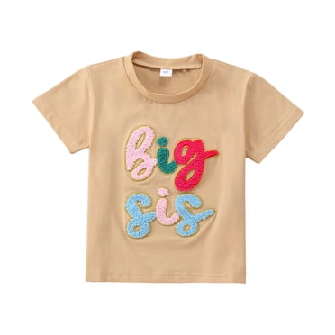 Kcodviy Haut d'Été Décontracté Grande Sœur pour Bébé Fille Imprimés de Lettres Bébés Filles Enfant Chandail à Manches Longues sous-Vêtements Chandails Tout-Petits Enfants T Fille Chandails Courts Hauts Chandails Hauts de Vacances