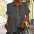thumbnail image 2 of Yuyuzo Womens Button down Shirts Short Sleeve V Neck Tshirts Solid Color Office Work Tops Blouses, 2 of 6