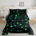 thumbnail image 2 of Erosebridal Ensembles de Literie Triangle Verts Très Grand avec Couette, Insert de Couette Triangle Néon, Vert Noir, 3 Pcs Réversible, 2 of 7