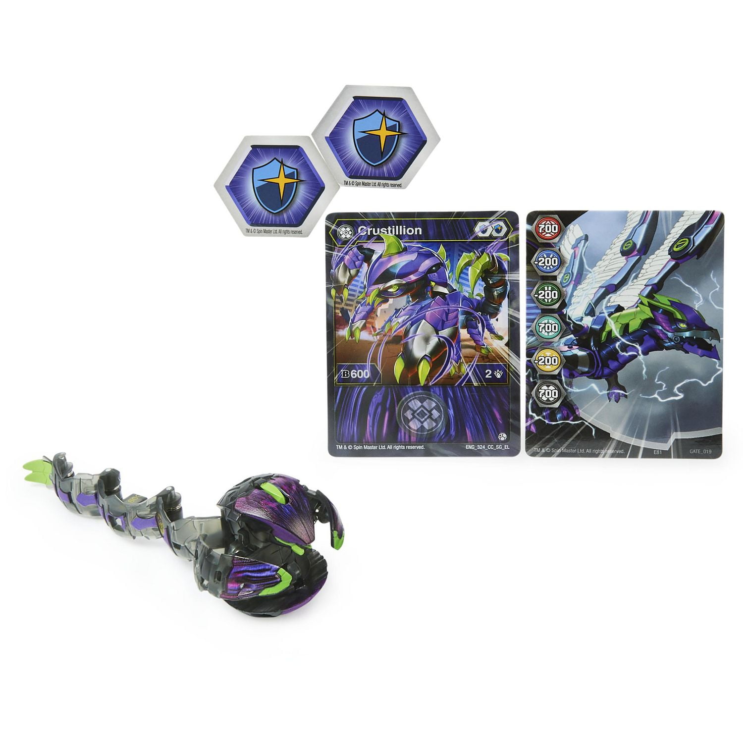 Bakugan, Crustillion, Figurine Geogan Rising articulée de 5,1 cm et carte à collectionner