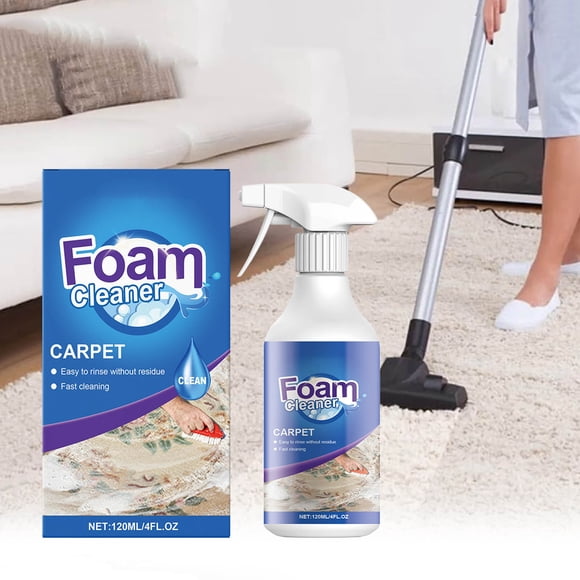 Carpet Wash Foam Cleaner, 120ml Oxygenated Deep Cleaning Spray, Removes Stubborn Sweat, Food, Beverage, Grease & Wine Stains, Gentle No-Residue Carpet Deodorizer