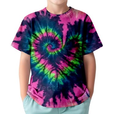 Sunnyoo Big Boys Tie Dye T Shirt Short Sleeve Crew Neck Tee Shirt Top, Sizes 3-13 & Husky