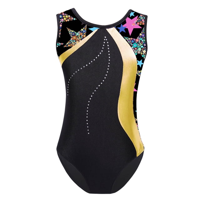 LiiYii Shiny Gymnastic Leotards For Girls Modern Ballet Dance Performance One Piece Outfit Yellow 6