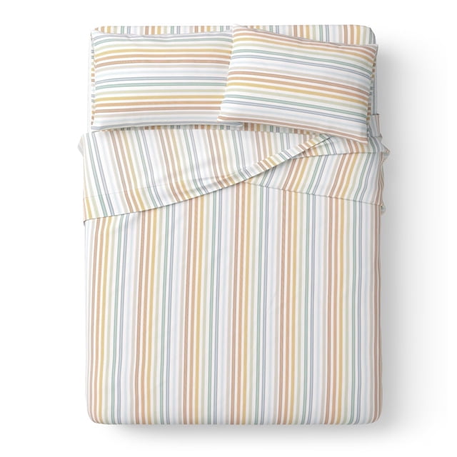 Mainstays Kids 220TC Cotton Multi Stripe Double, 4 Piece Sheet Set