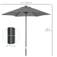 thumbnail image 3 of Outsunny Parasol de Patio 6,6 Pi, Parasol d'Extérieur avec 6 Baleines Gris Foncé, 3 of 10