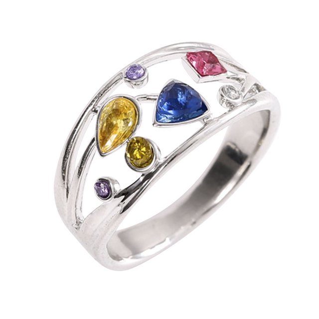 Bague Mode Femme Diamant Créatif Multicolore Bijou