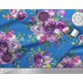 thumbnail image 2 of Soimoi Tissu Poly Georgette Feuilles et Imprimé de Fleurs de Roses, Tissu au Mètre, 42 Pouces de Large, 2 of 3