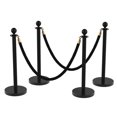 thumbnail image 1 of Crowd Control Stanchion Set with Retractable Belts and Red Velvet Ropes, Stainless Steel Queue Barrier Posts for Theaters Parties Wedding Exhibition, Silver, 1 of 7