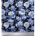 thumbnail image 1 of Soimoi Poly Georgette Fabric Leaves & Rose Flower Decor Fabric Printed Yard 42 Inch Wide, 1 of 3