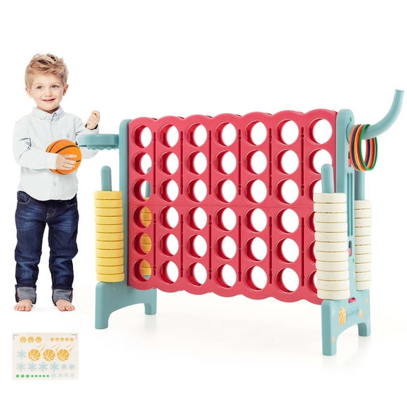 Costway Jumbo 4-to-Score 4 in A Row Giant Game Set withStickers for Kids Adults Family Fun