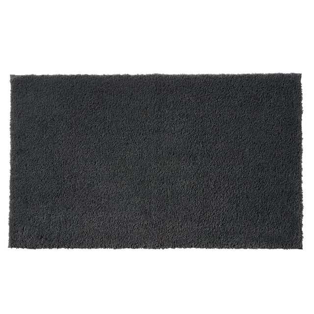 Better Homes & Gardens Ultra Soft Polyester Bath Rug, 20 x 34 inches, Grey Shadow, rectangular bath rug with plush looped polyester texture and dense 2,131 GSM weight, non-slip backing, machine washable, ideal for bathroom floors or entryways, also suitable as a cushioned mat beside the bed