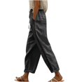 thumbnail image 1 of Women‘s Linen Pants Tapered Ankle Drawstring Loose Jogger Trousers Elastic Waist, 1 of 5