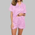thumbnail image 2 of Yuyuzo Pajama Sets for Women 2 Piece Short Sleeve Button down Shirts Lounge Sets Color Block Soft Pj Sets, 2 of 4