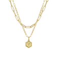 thumbnail image 1 of PVCS Collier Chaîne Plaqué Or pour Femmes Pendentif Lettre Hexagonale Collier Superposé, 1 of 1
