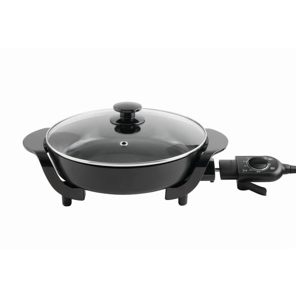 Mainstays Poêle céramique ronde de 30.5 CM, noir, antiadhésive, 1200 W, régulation de température amovible, lavable au lave-vaisselle
