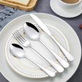 thumbnail image 4 of 5-Piece Silverware Set, Stainless Steel Flatware Cutlery Set Service for 8, Tableware Eating Utensils Include Knives /Forks /Spoons, Mirror Polished Silver, 4 of 5