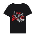 thumbnail image 4 of Pisexur T-shirt de la Saint-Valentin pour Femmes, Imprimé Amour, Manches Courtes, Col Rond, 4 of 5