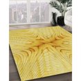 thumbnail image 3 of Ahgly Company Tapis de Zone Rond d'Intérieur Lavable à la Machine, Transitionnel, Jaune Audacieux, 5 Pieds Rond, 3 of 7