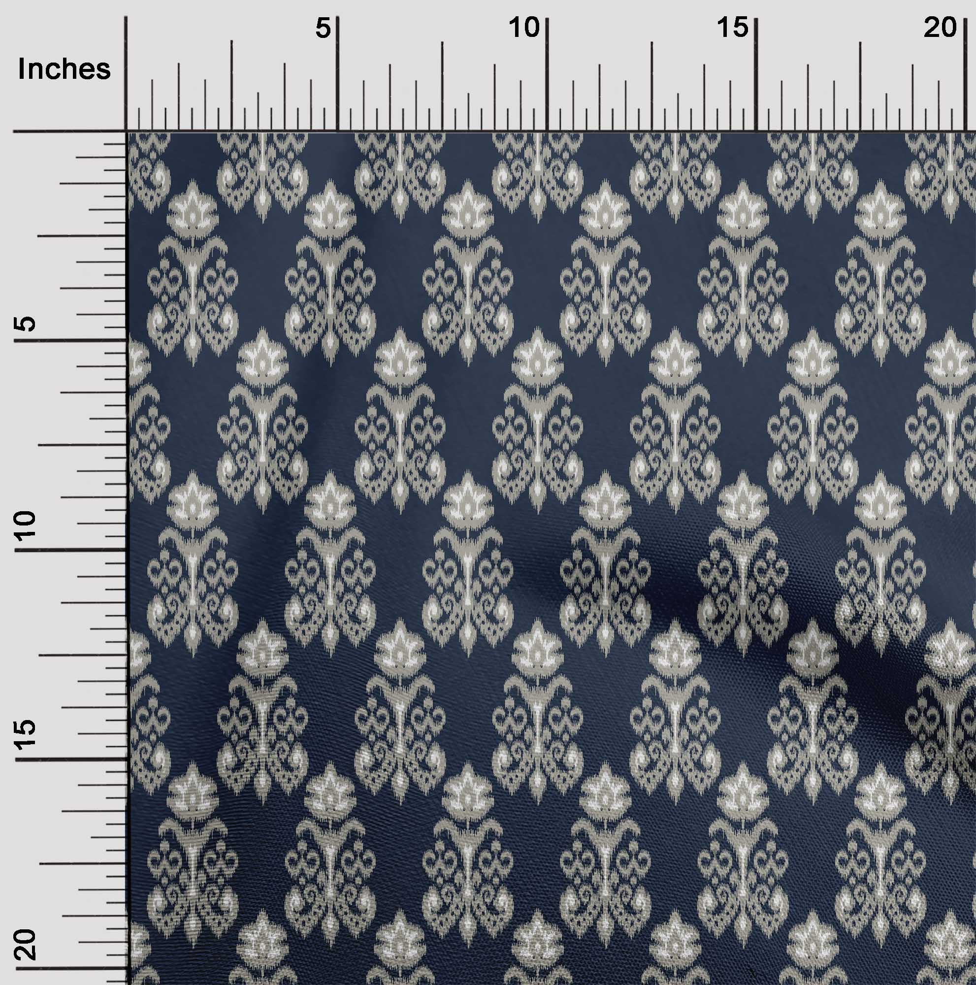 oneOone Cotton Cambric Fabric Floral Ikat Print Sewing Fabric BTY 56 Inch Wide