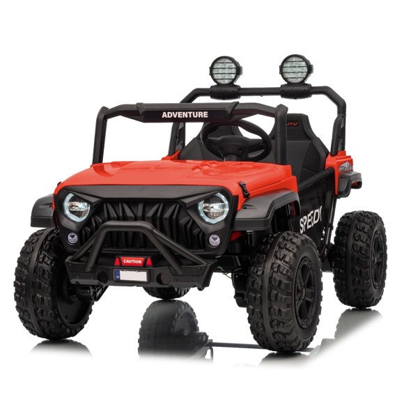 Kids on Wheelz HAVOC 3.0 24V 2-Seater Electric UTV Ride-On Car for Kids with Parent Remote Control, Reinforced Metal Frame, Quad Motors, LED Lights & Bluetooth Music, Red