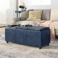 thumbnail image 2 of Simpli Home Avalon 42" Faux Leather Storage Ottoman in Denim Blue, 2 of 8