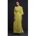 thumbnail image 2 of Bimba Robe Longue Imprimée en Rayonne à Bourgeons et Lotus, Taille Smockée, Fente Latérale, pour Femme - Grande, 2 of 6
