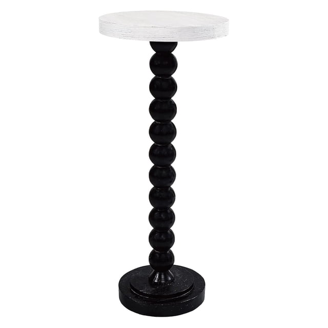 COZAYH Petite Table d'Appoint Ronde sur Piédestal, Mobilier de Salon, Noir et Blanc
