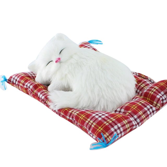 Simulation Cute Cat Kitten Sound Plush Doll Toy with Sleeping Mat Home Decor