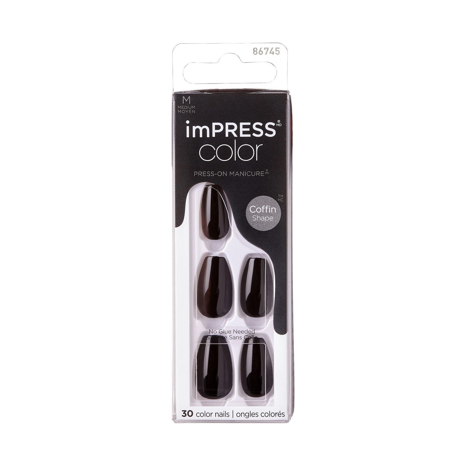 KISS ImPRESS Color - Fake Nails, Coffin Shape Medium