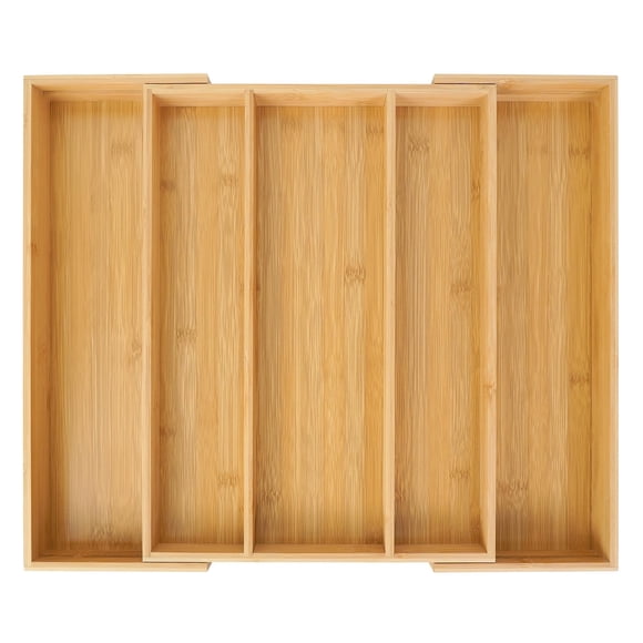 Utoplike Bamboo Expandable Kitchen Drawer Organizer, Adjustable Utensil Holder and Cutlery Tray, Drawer Divider For Silverware, F
