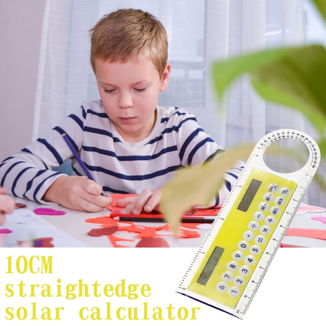 PRETXORVE 3-in-1 10cm Solar Ruler Calculator Multifunctional Large Display Screen Mini Solar Ruler Calculator