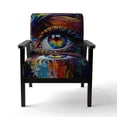 thumbnail image 4 of Designart "Vibrant Colorful Eye II" Blue Modern Upholstered Accent Chair - Modern Arm Chair For Living Room, 4 of 7