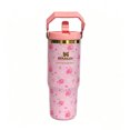 thumbnail image 1 of Stanley x LoveShackFancy IceFlow Flip Straw Tumbler 30oz Rosa Beaux Pink Limited Edition, Insulated Stainless Steel Travel Tumbler with Flip Straw & Carry Handle, 1 of 1