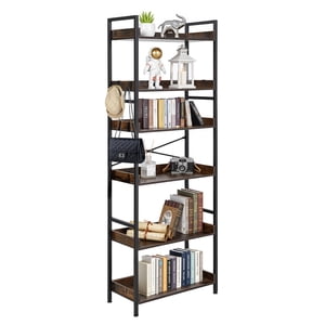 VEVOR Industrial Bibliothèque, 6-Tier, Vieille étagères et bibliothèques, avec cadre en métal, Organisateur de livres avec étagère ouverte, pour le salon, Chambre, Cuisine, Bureau à la maison, Rustique Brown