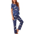 thumbnail image 2 of Innerwin Pajamas Set Plaid Printed Ladies Sleepwear Home Color Block Basic Nightwear Deep Blue Rainbow L, 2 of 3