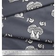 thumbnail image 2 of Soimoi Moss Georgette Fabric Bird & Mushroom Block Fabric Prints by Yard 42 Inch Wide, 2 of 3