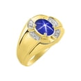 thumbnail image 4 of RYLOS 14K Yellow Gold Ring 8X6MM Oval Gemstone &  Diamond Unisex Rings Blue Star Sapphire September Birthstone Ring Size 13, 4 of 7