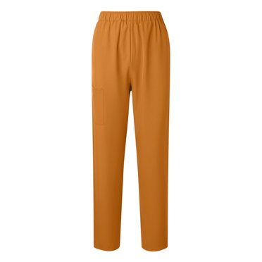 Women's Solid Color Straight Stretch Belt Care Work Pants