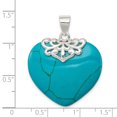 thumbnail image 2 of 925 Sterling Silver Turquoise Heart Shaped Stone Pendant, 2 of 2