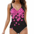 thumbnail image 2 of Huesdet Women's One Piece Swimsuit High Neck Cutout Ribbed Texture Back Hook Hollow Wrapped[Red,XXL], 2 of 9