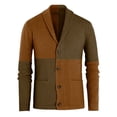 thumbnail image 3 of MAWCLOS Mens Outwear Open Front Cardigan Sweater Long Sleeve Sweaters Knitted Outdoor Color Block Cardigans Brown XL, 3 of 6