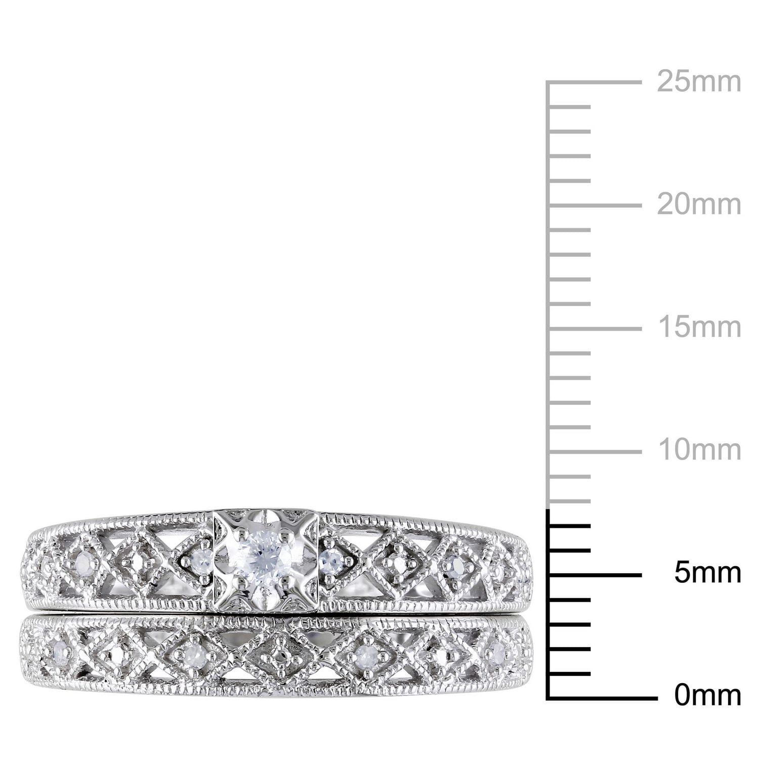 Ensemble nuptial Miabella avec 0.10 carat de diamant en argent sterling