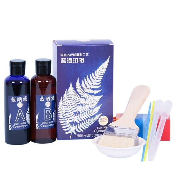 OCCOA Cyanotype Print Making Kit for Adults and Artists, 200ml Blue Sun Sensitizer Solution Set for Sun Printing on Fabric and Paper, DIY Photography Craft, Multicolor